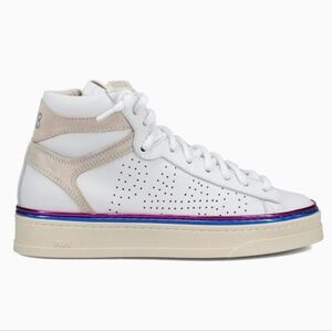 P448 Taylor Hi Top Platform Sneaker White Leather Size 7 Luxe Street Style Y2K